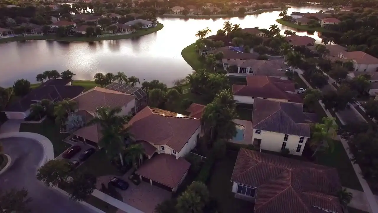 Aerial view of a Sprightful solar and battery installation on a Weston home in Broward County
